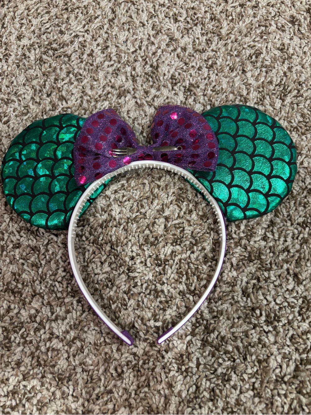 Mermaid Ear Headband with Purple Sequin Bow